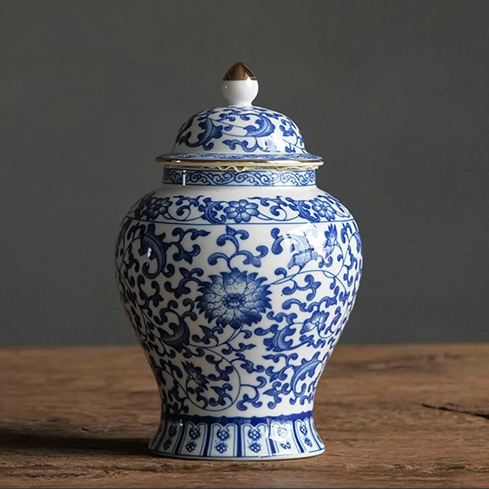 Chinese Style Ceramic Bud Vase Art Decoration Home Accent Tea Storage Dried Flower Vase Oriental Style Centerpiece Porcelain Jar