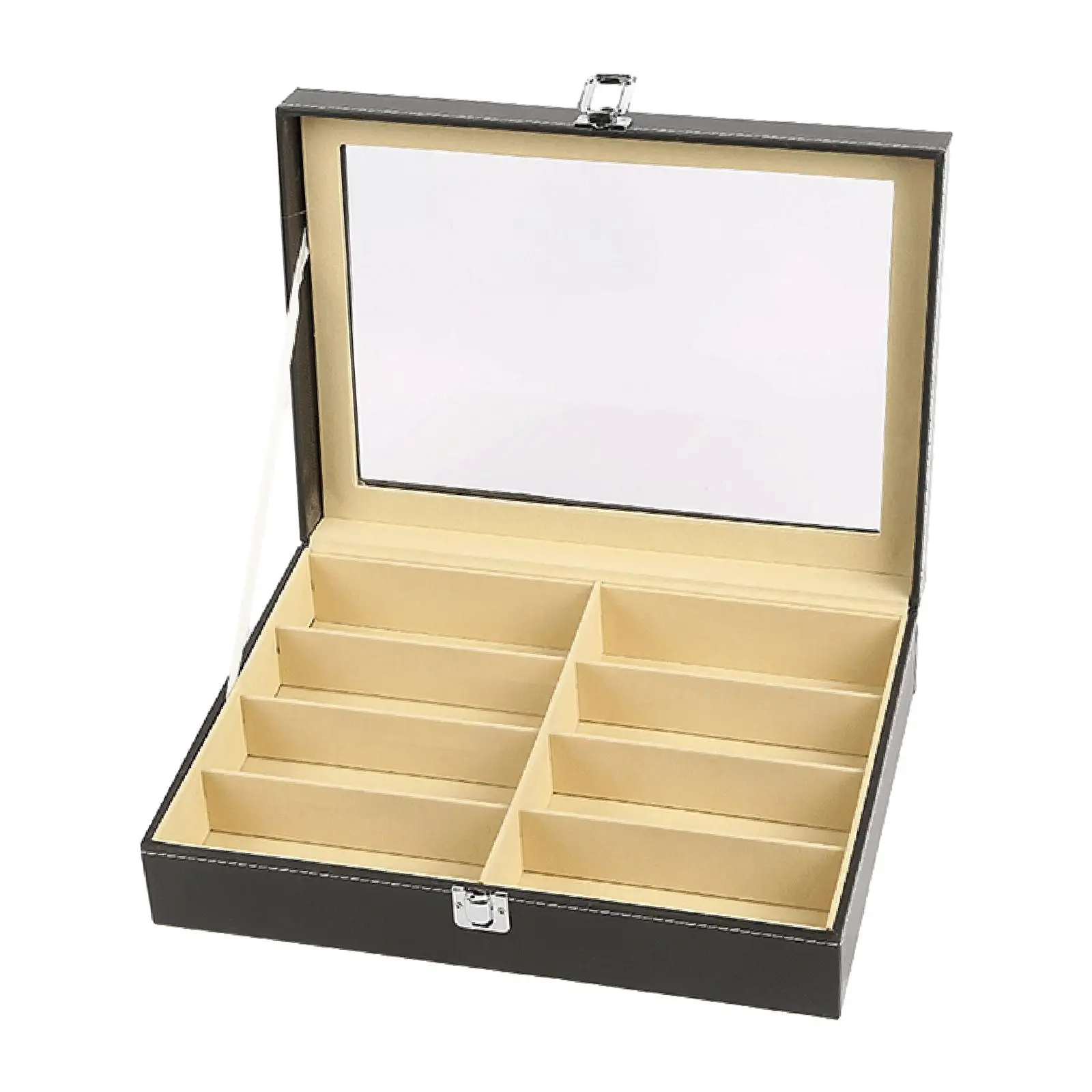 Jewelry Holder 8 Compartments Showcase Easily Pull Open Sturdy Durable Eyeglasses Eyewear Display Case for Closet Home Store Use