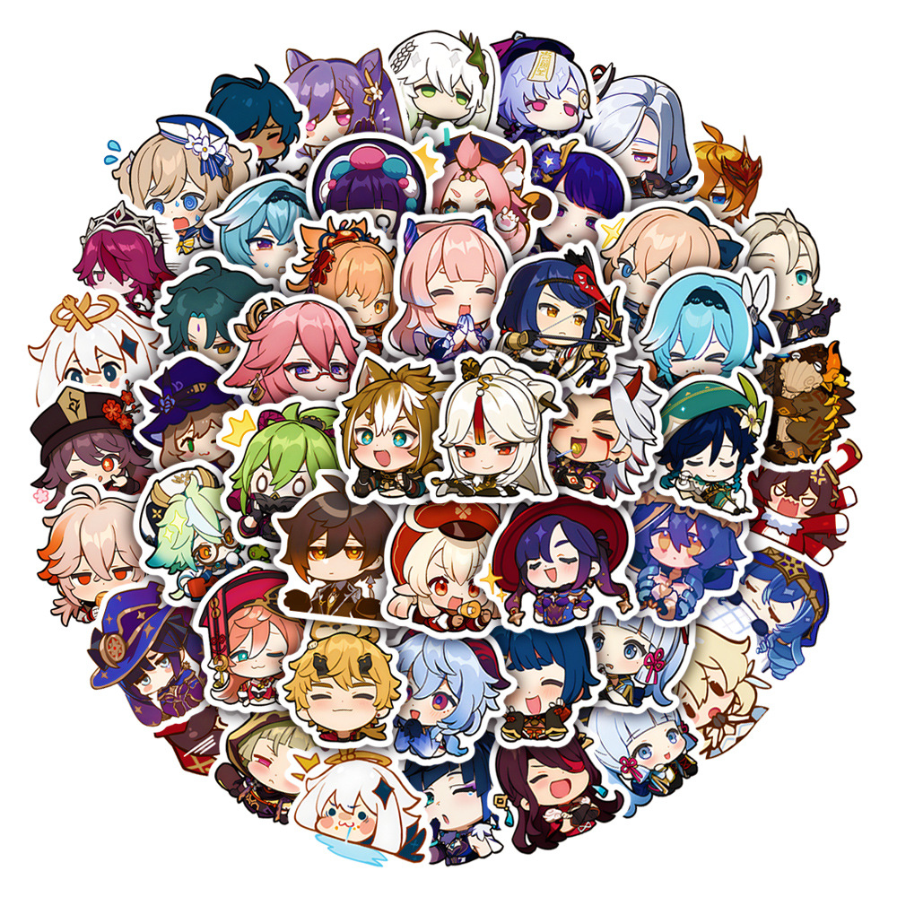 50/100pcs Cute Genshin Impact Stickers, Anime Gaming Sticker