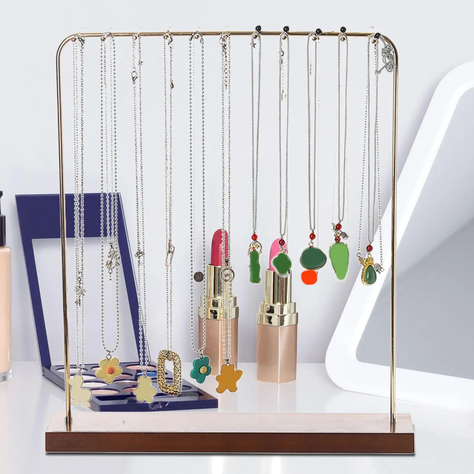 Necklace Holder Display Jewelry Organizer Display Stand Rack with Hooks Saving Space for Bracelet Chains Necklace Watches Anklet