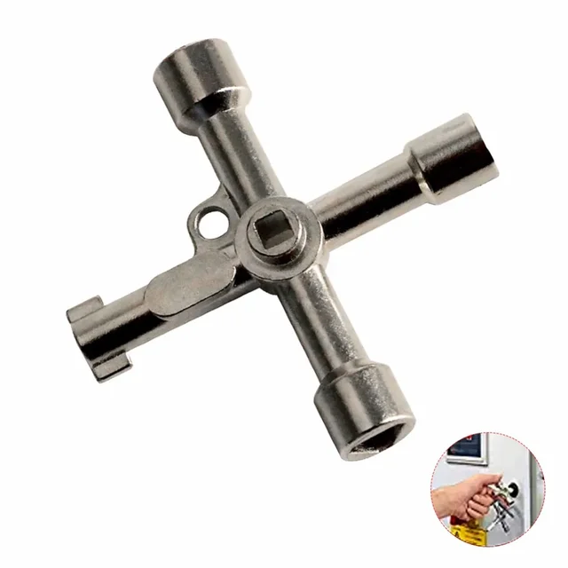 Jeu De 2 Clés Triangulaires Multifonctions - 4 Et 5 Voies, Pour Compteurs D'eau, Gaz, électricité (7mm à 18mm)