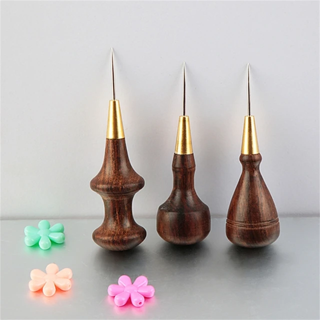 Awl Tool Sewing Tools Pokey Tool for Crafting Leather Sewing Awl Handle  Scratch Awl Wood Handle Pin Punching Hole Maker 87HA - AliExpress