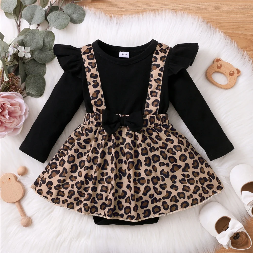 0-18Months Newborn Baby Girl Romper Dress Long Sleeve Leopard Dresses Onesie Clothing Autumn Fashion Cute Jumpsuit 8
