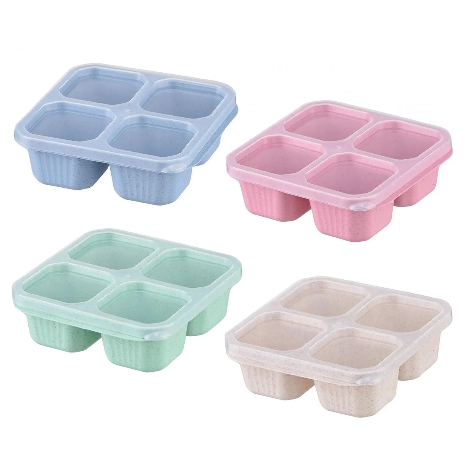 Bento Snack Box Travel Work Divided Serving Tray 4 Compartment Containers for Chocolate Candy Dessert Sandwich Dried Fruits