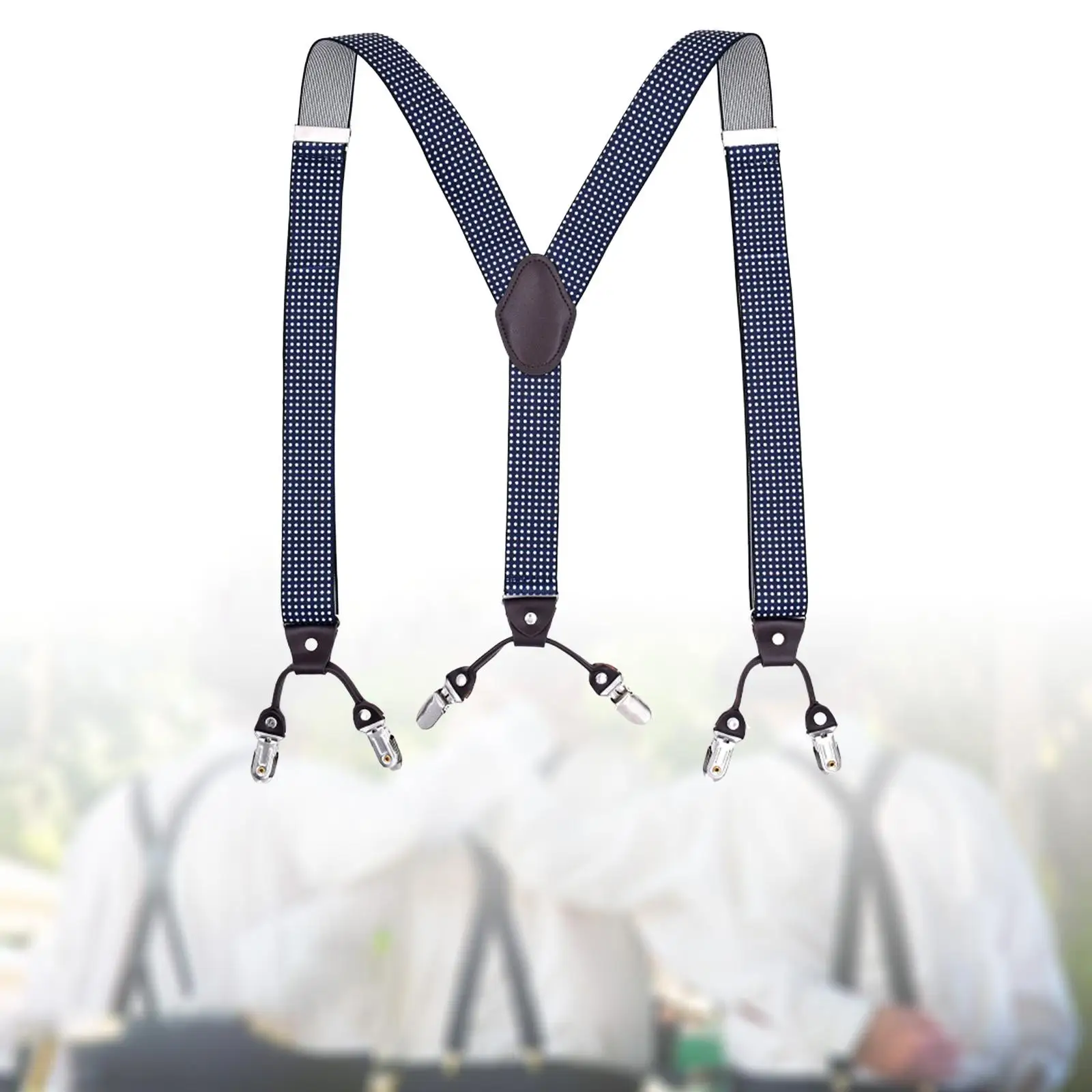 Mens Suspender 6 Clips Back Belt Adults Adjustable Side Clip Elastic Suspenders for Belt Loops