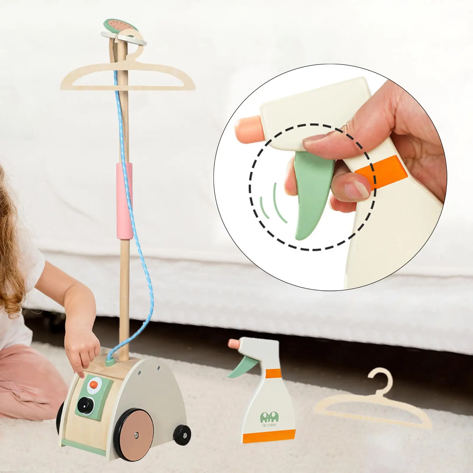 Mini Housekeeping Playset Educational Toy Doll House Role Play Toddler Toy Garment Steamer for Boys Girls Holiday Present