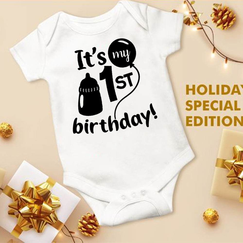 Mein 1. Geburtstag Neugeborenen Stram pler Sommer Säugling Körper Kleinkind kurze Prinz Ärmel Overall Baby Jungen Geburtstags feier Outfit Kleidung – Detail 23