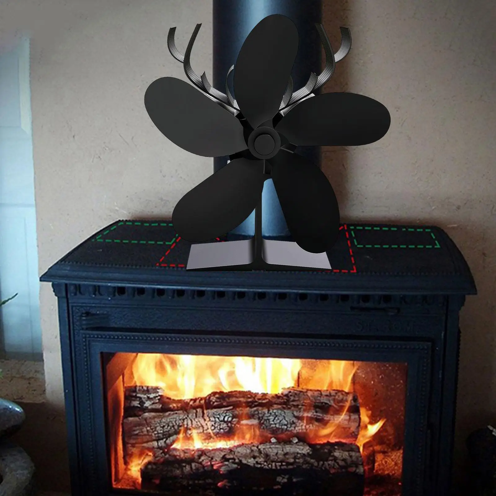 Xmas Wood Burning Stove Fan Fireplace Fan 7x3.5x7inch Eco Friendly Aluminum
