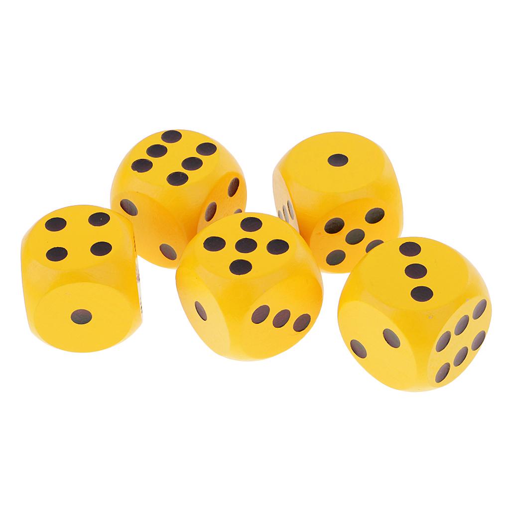 Pack of 5 pcs 6 Sided Large Wooden Dice Game Supplies 30mm for Dungeons & Dragons TRPG Board Games Drinking Gambling Dice