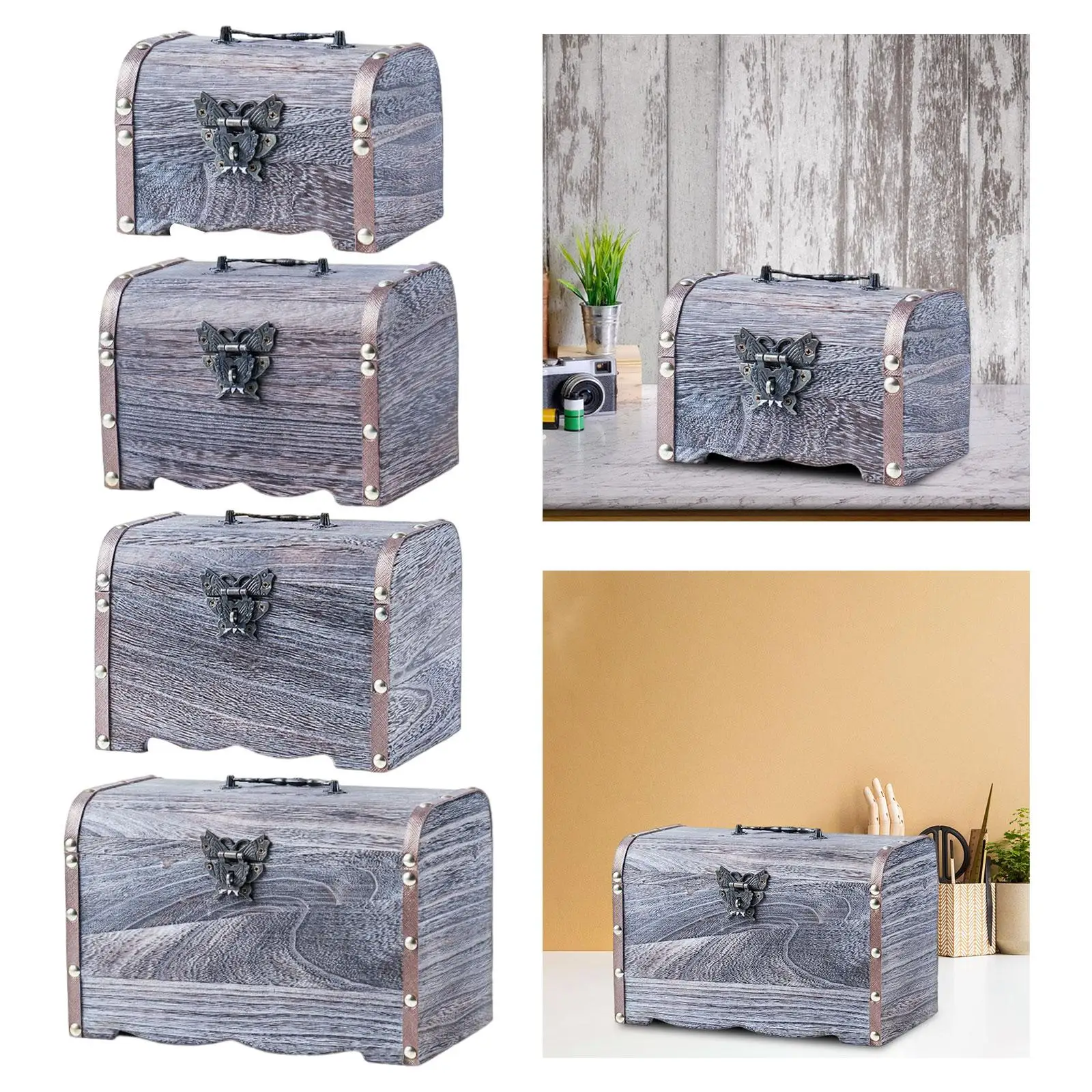 Treasure Chest Retro Style with Top Handle Storage Box Decoration Piggy Bank Money Saving Box for Girls Boys Prizes Adults Kids