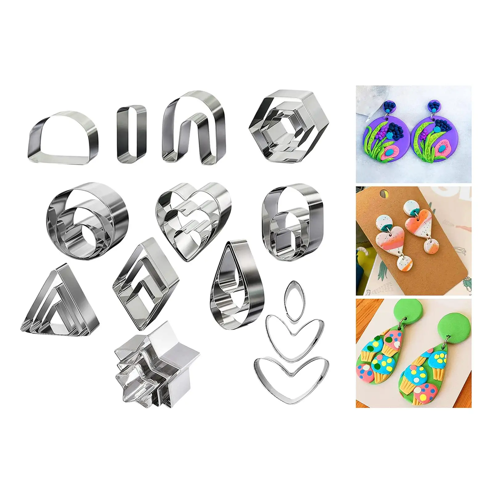 18x Polymer Clay Cutters Earring DIY Accessories Shapes Clay Cutting Tools