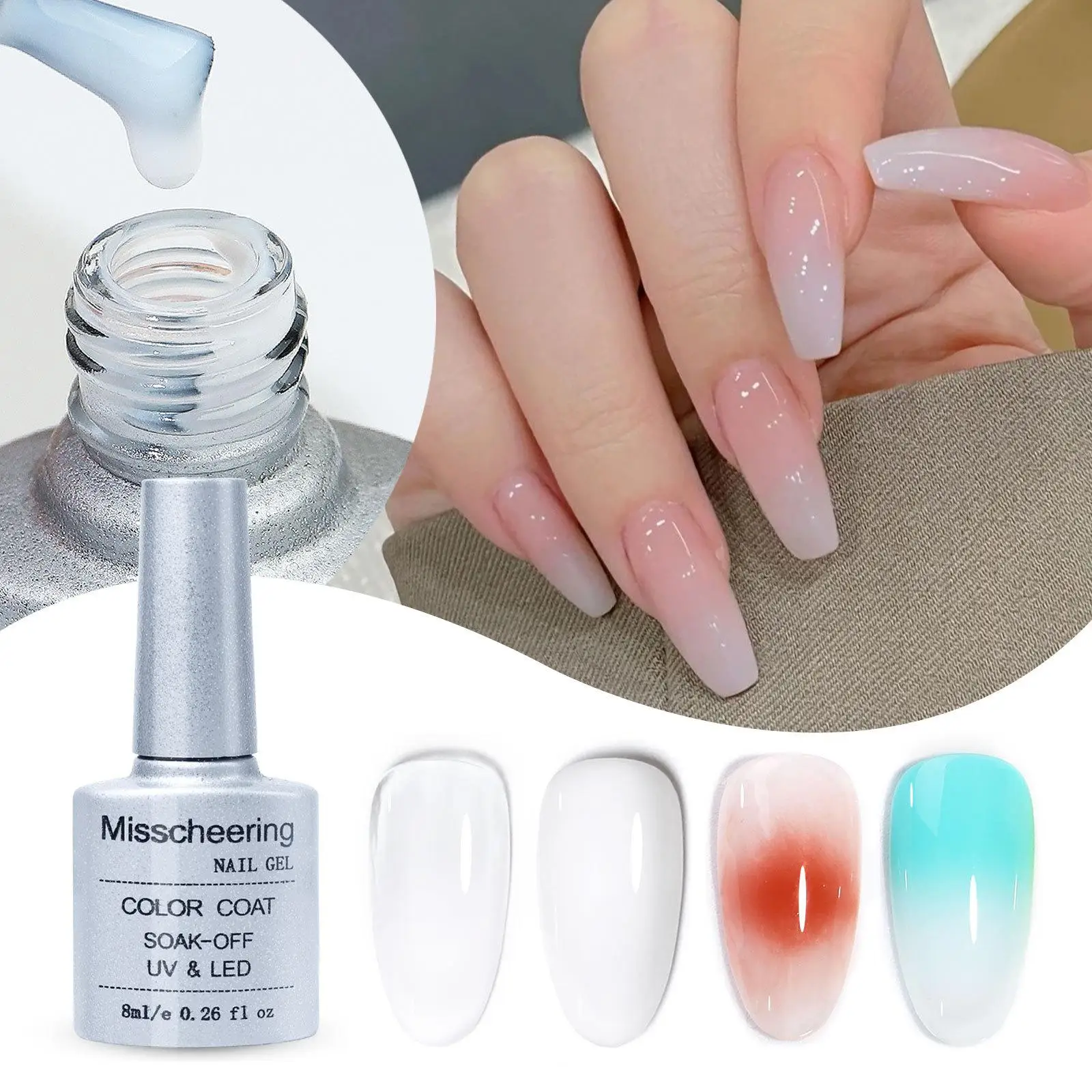 8ml  Manicure Popular Nude Milky Women Girls Spring  Nail Personal Use Milk Translucent Soak Off Cured 