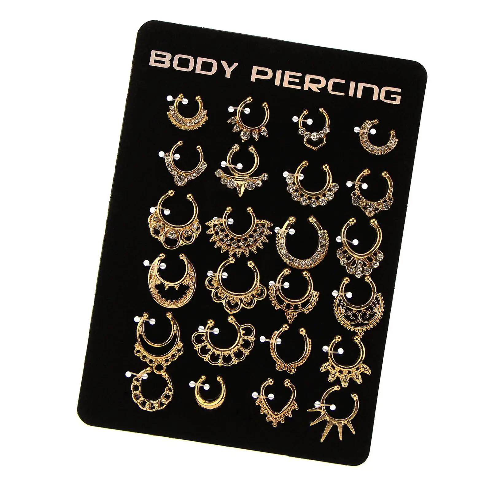 Fashion Nose Rings Set Faux Septum Hanger Clip Body Piercing Jewelry Mix Styles Nose Piercing Jewelry for Adults Girls Boys