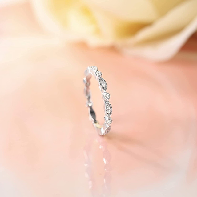 【年中無休】 Trumium 925 Sterling Silver Wedding Band for Women Cubic アクセサリー
