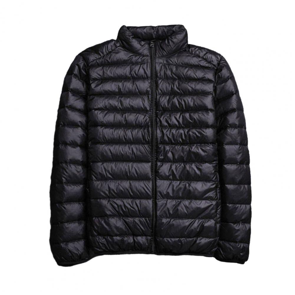 Description Picture 2 of itemMen Winter Jacket Men's Lightweight Padded Jacket with Stand Collar Zipper Placket Autumn Winter Solid Color Outwear for Long