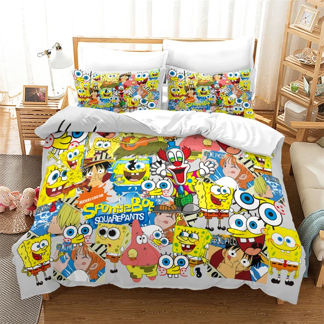 Linen Bedding Sets Bedclothes  Spongebob Bedding Queen Size - New 3d Bedding  Sets - Aliexpress