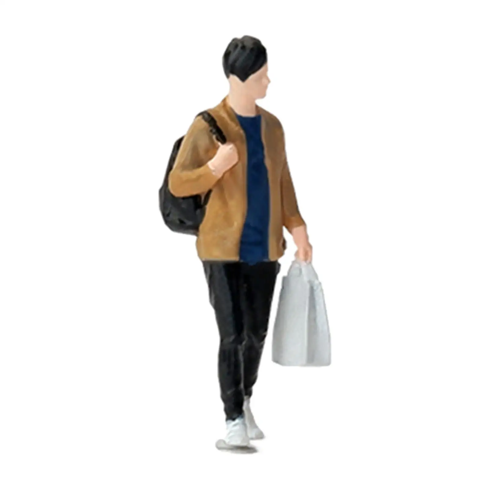 Mini Diorama Street Character Figure Collectibles with Backpack and Lunch Bags Model Trains People Figures for Scenery Landscape