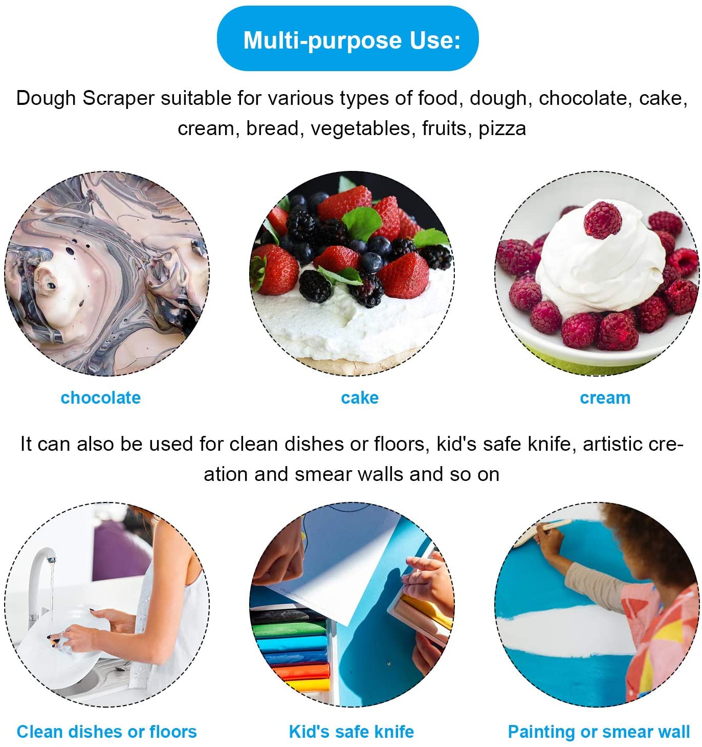 Description Picture 6 of item1Pcs Flexible Bowl Scraper Dough Scrapers Spatula Multipurpose Curved Pastry Scraper Flat Edge Mixing Bowl Scraper Cutter