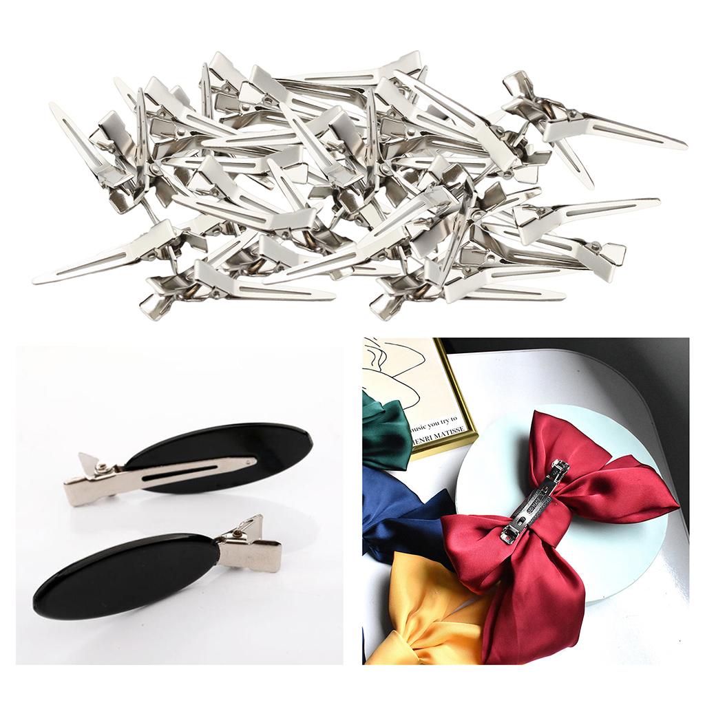 50pcs Single Prong Clips Section Clips Metal Alligator Hair Pins Clips  Accessories Tools for Hair Extensions