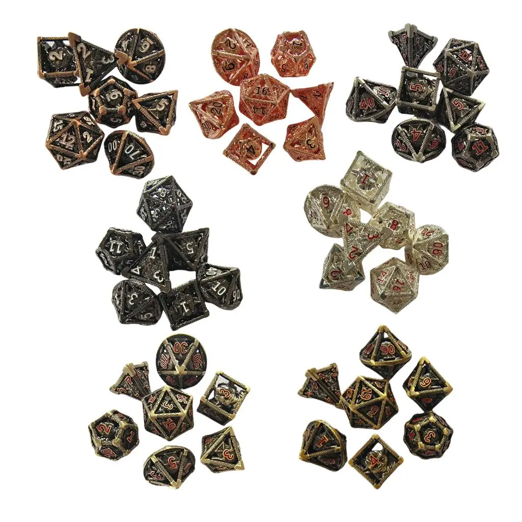 7x Polyhedral Dice Set, Role Playing Games D4 D6 D8 D10 D% D12 D20 Role Playing Dice for RPG MTG