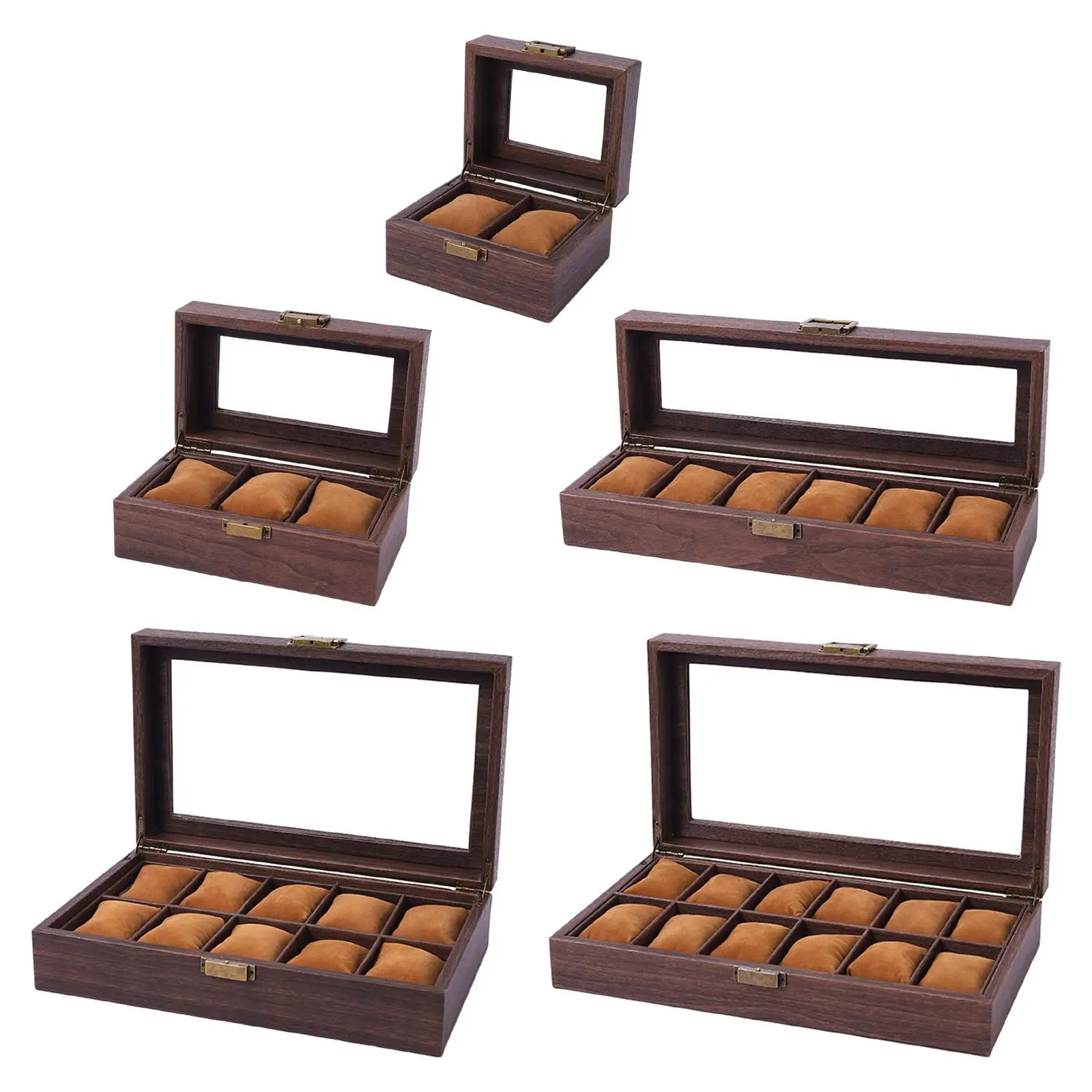 Watch Storage Box Wooden Glass Window Locking Showcase Dustproof Watch Case Men Women