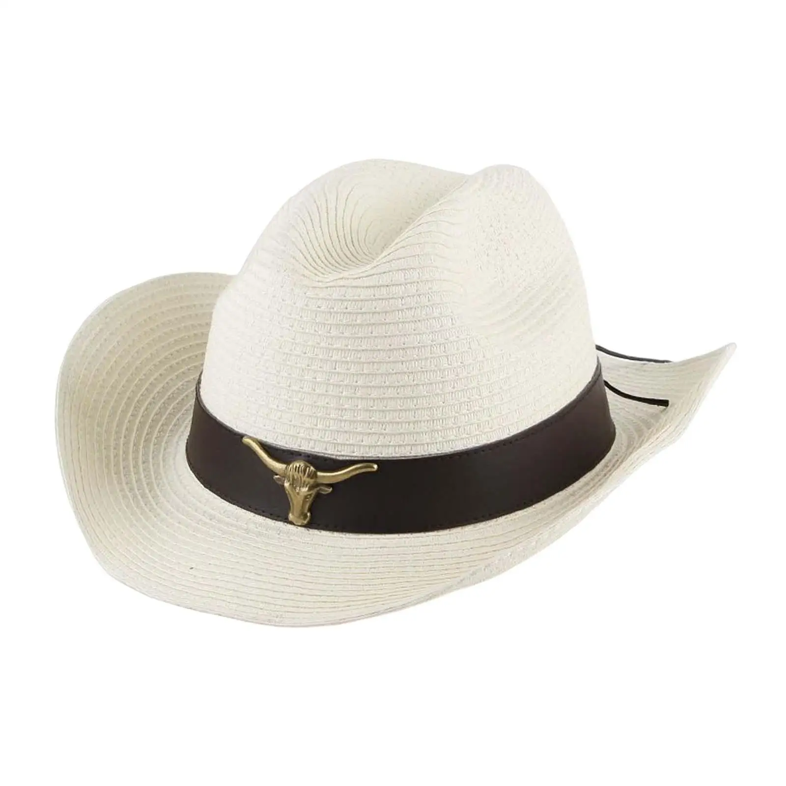 Classic Western Cowboy Hat Wide Brimmed Sunshade Hat Unisex Straw Cow Decorate for Outdoor Leisure Summer Cowgirl Teens Men
