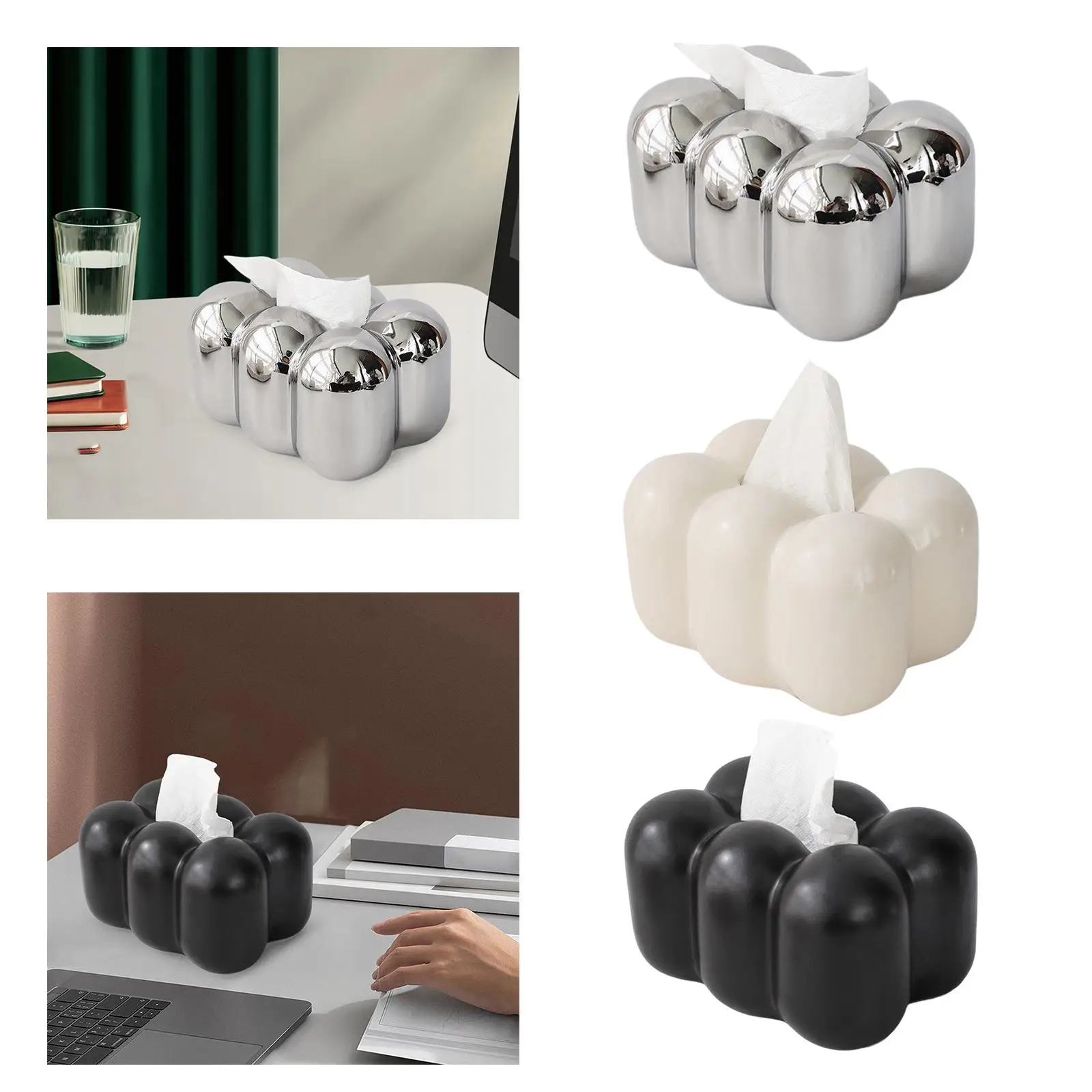 Ceramic Tissue Holder Decoration Practical Napkin Paper Storage Organizer for Living Room
