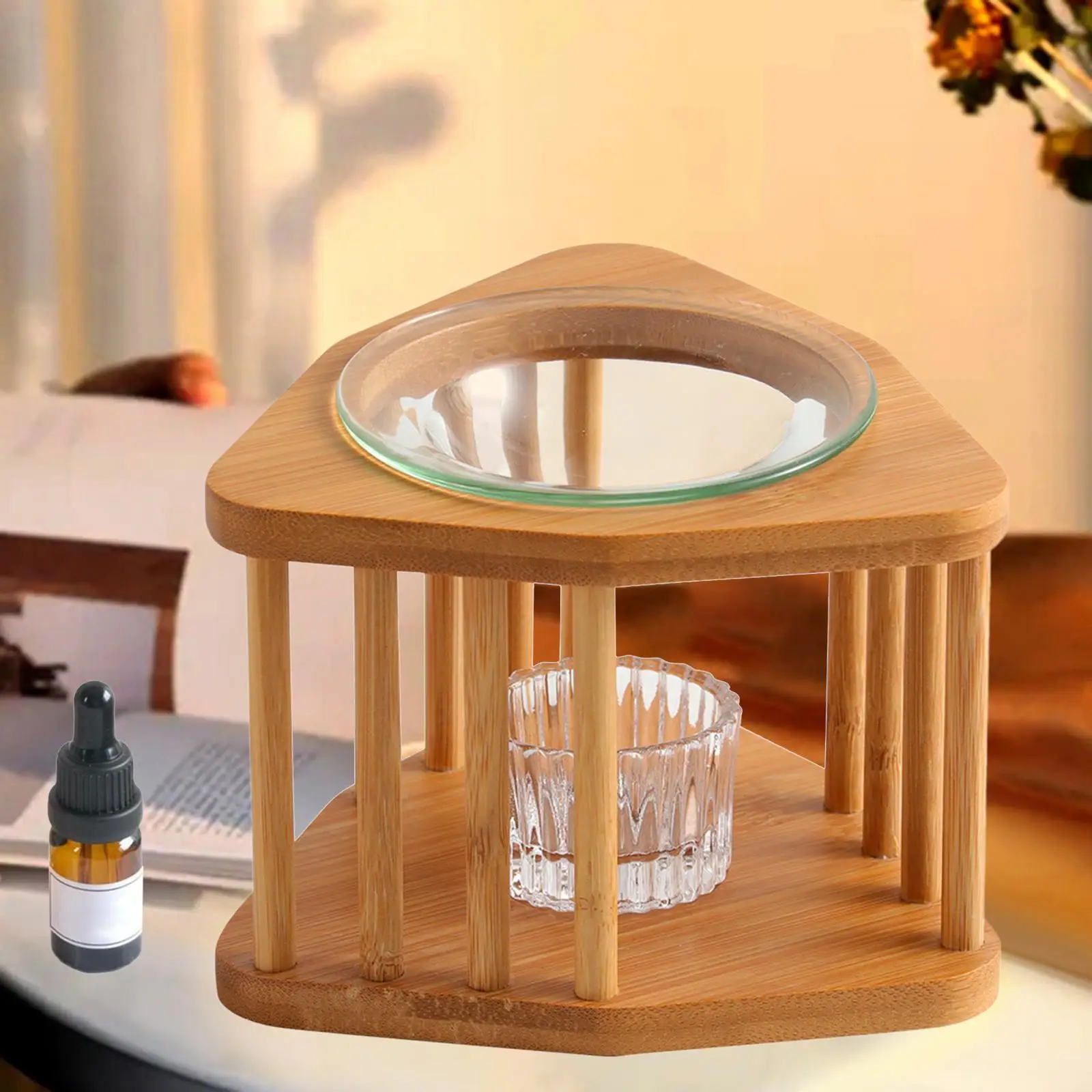 Lamp Holder Diffuser Wood Frame  Oil Furnace Home Decoration Yoga