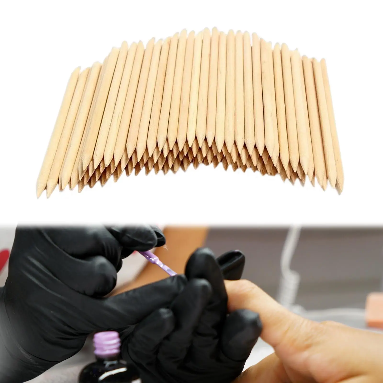 100Pieces Orange Sticks Disposable Manicure Supplies Multi Functional Useful Nail Cuticle Pusher for Nail Polish Home Salon