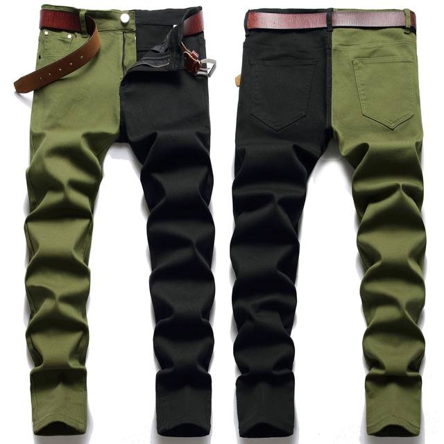 初売りセール Red Brand Black New Autumn Spring Jeans Men Stitching Green Clothing