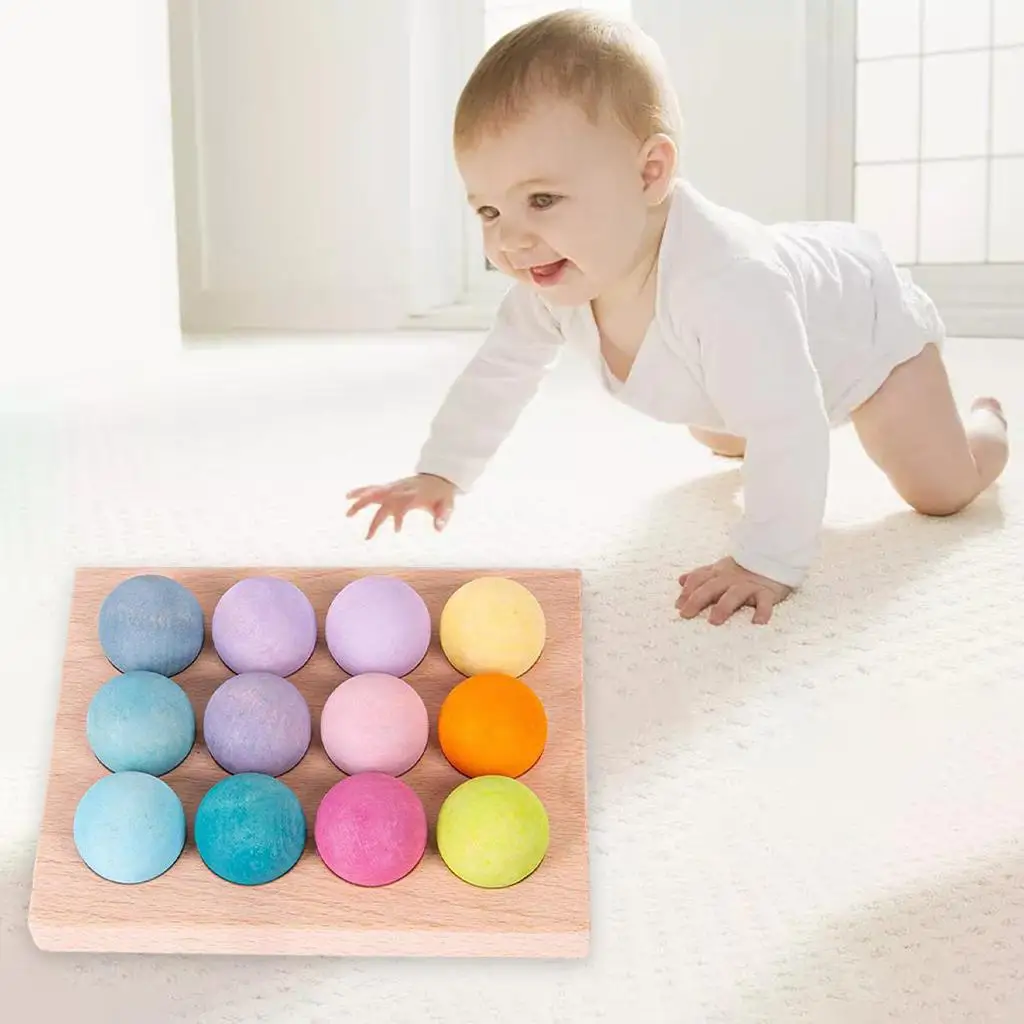 Wooden Ball Toy Color Recognition Children Early Intelligence Development Early