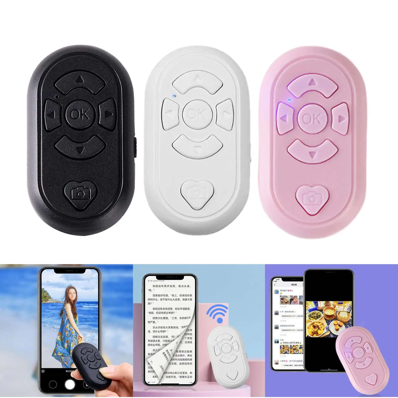 USB Bluetooth Camera Shutter Remote 32ft Range Portable Page Turner for Turning E-Book Smartphones Taking Photos Photos Compact