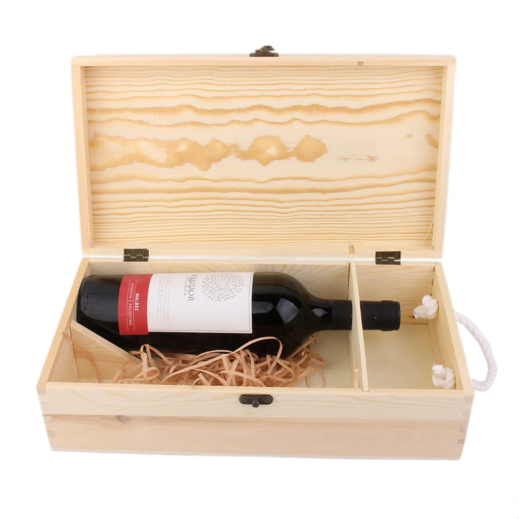 Dual Bottle Wood Box Carrier Case for Collectible Ornament