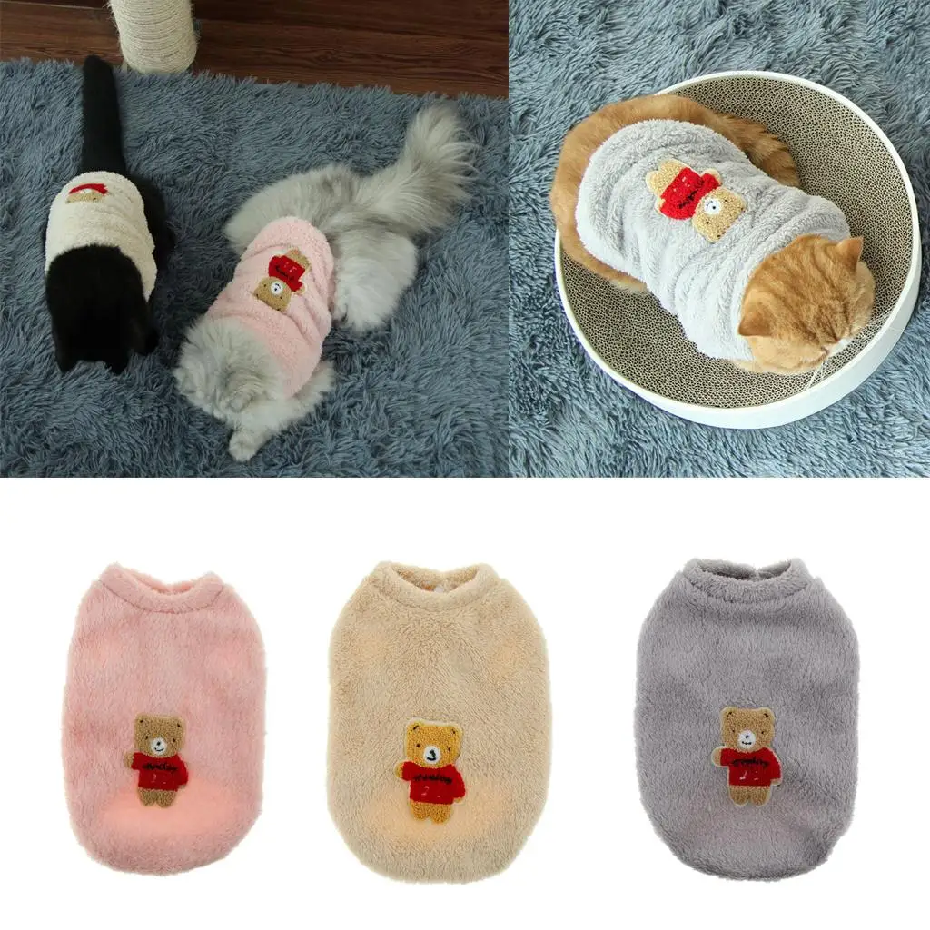 Comfortable & Warm Coral Velvet Clothing Pet Cat Costume Small Dog Coat Vest