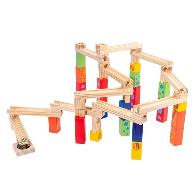 Children wooden roller coaster track building blocks ball store kindergarten early edu