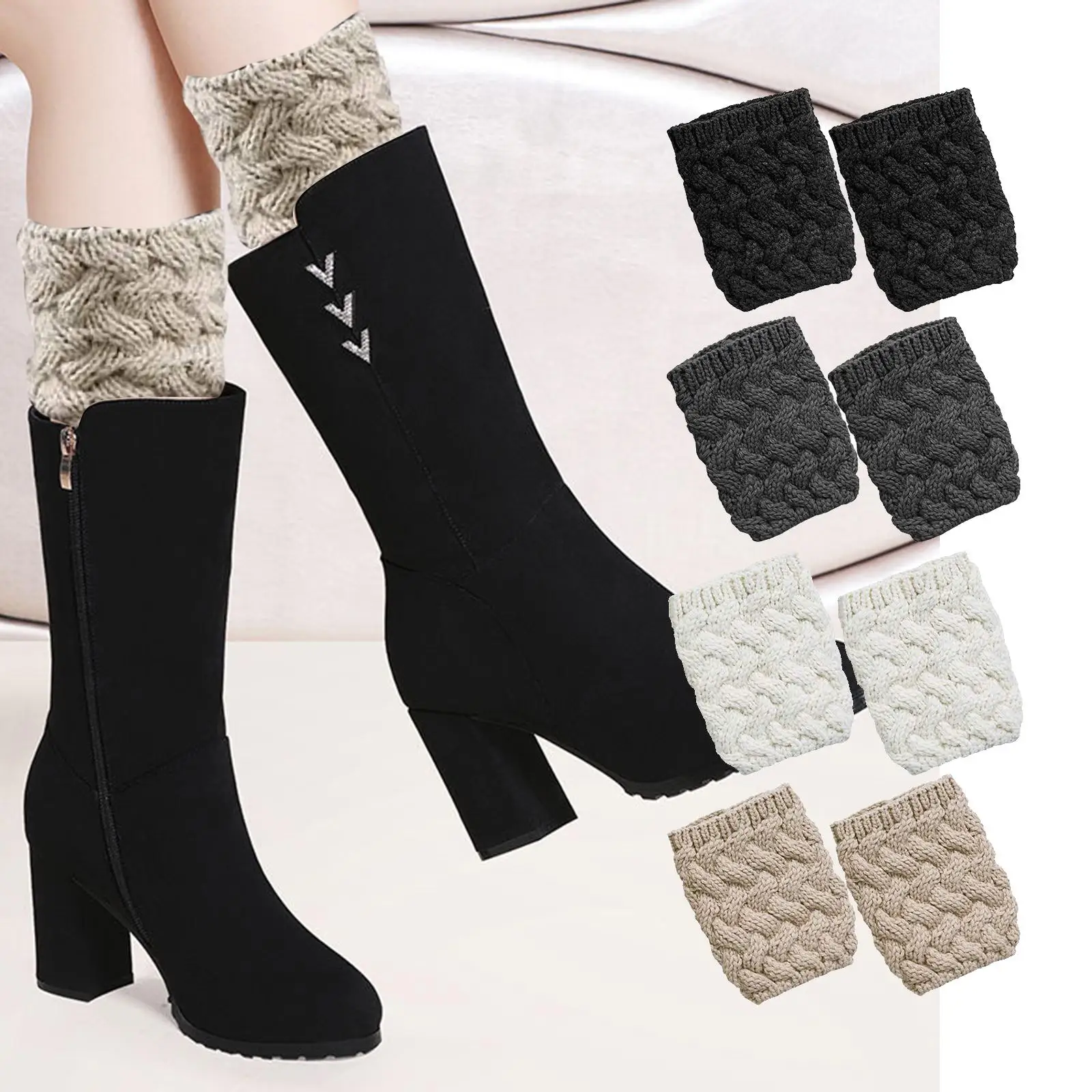 4 Pairs Boot Cuffs Knitted Socks Boot Accessories Short Boot Toppers Gifts