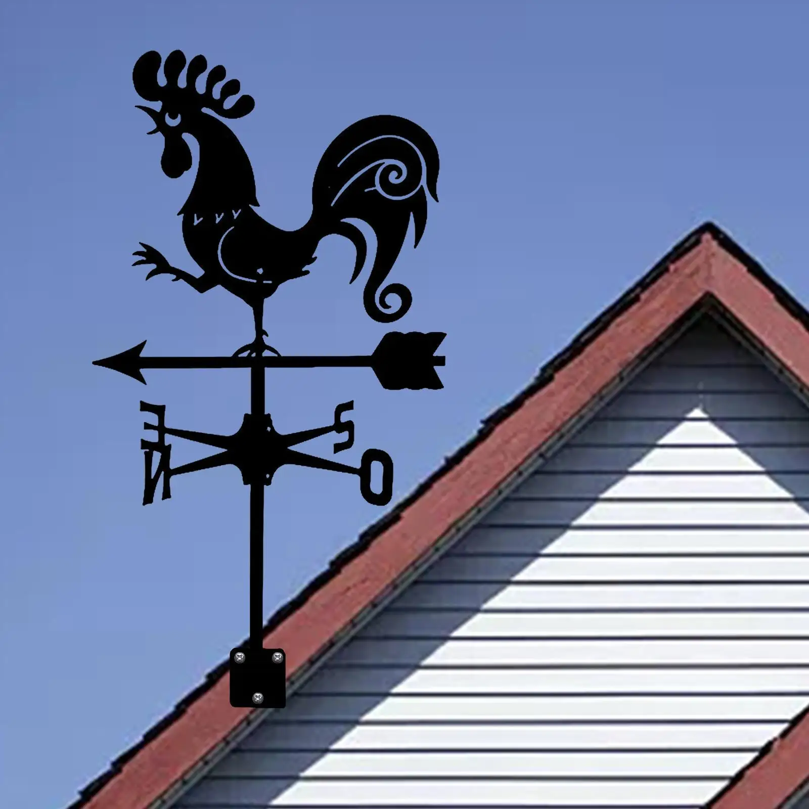 Wrought Iron Weathervane Classic Style Direction Indicator Weather Vane Outdoor Scene Ornament for Lawn Cupola Garden Barn Decor