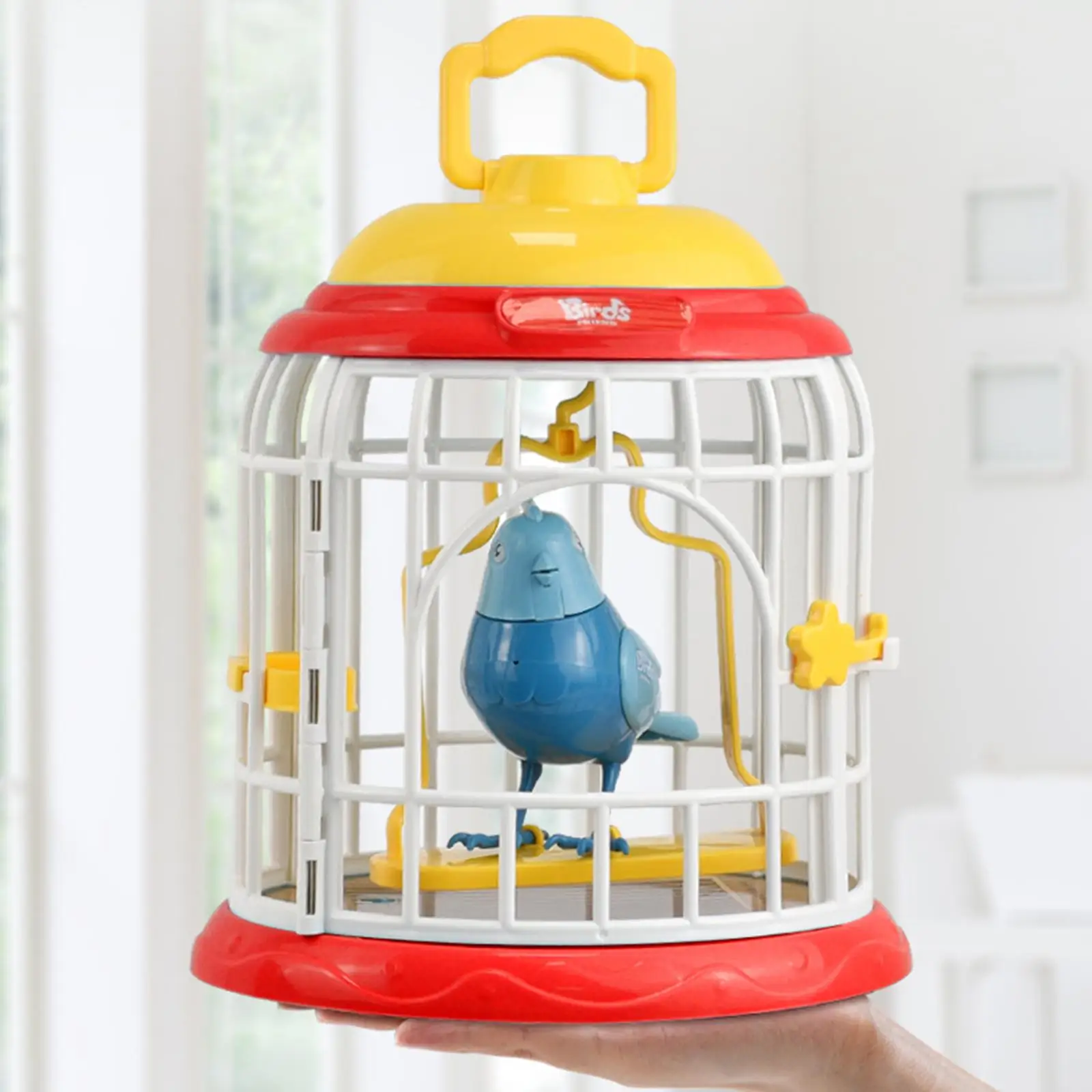 Simulation Singing Chirping Bird in Cage Voice Control Bird Toy for Children