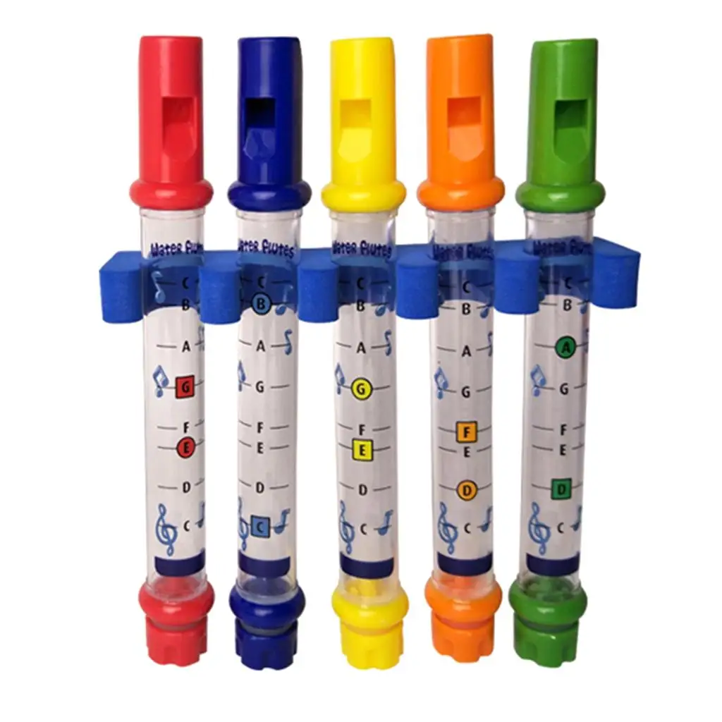5pcs Water Flutes with Music Sheets Holder bath flute Musical Instrument Bath Toy for Babies Kids Children Developmental