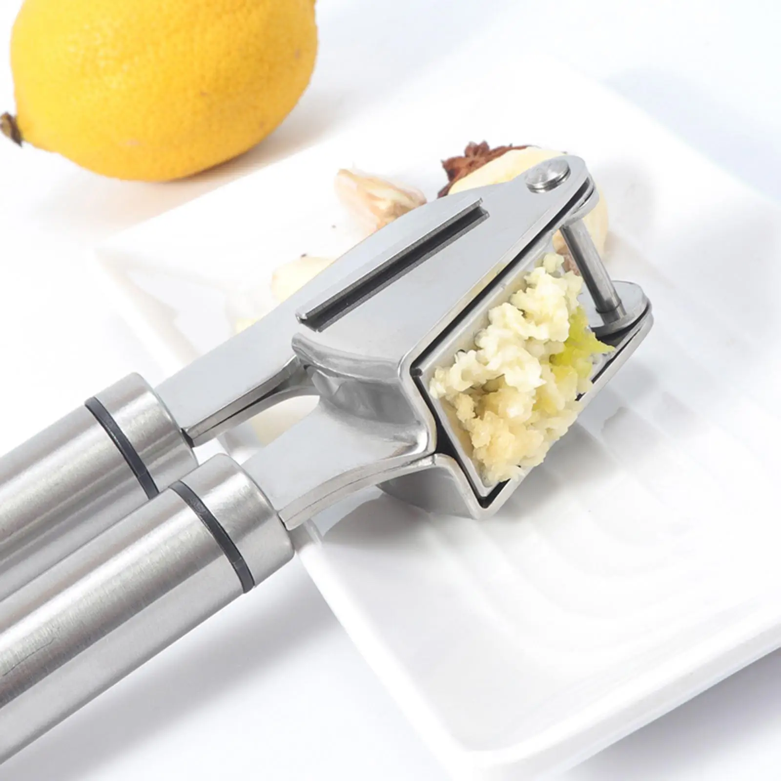 Stainless Steel Garlic Presses and Cleaning Brush with Garlic peelers Mincer Garlic Slicer Garlic Cutter Kitchen Ginger