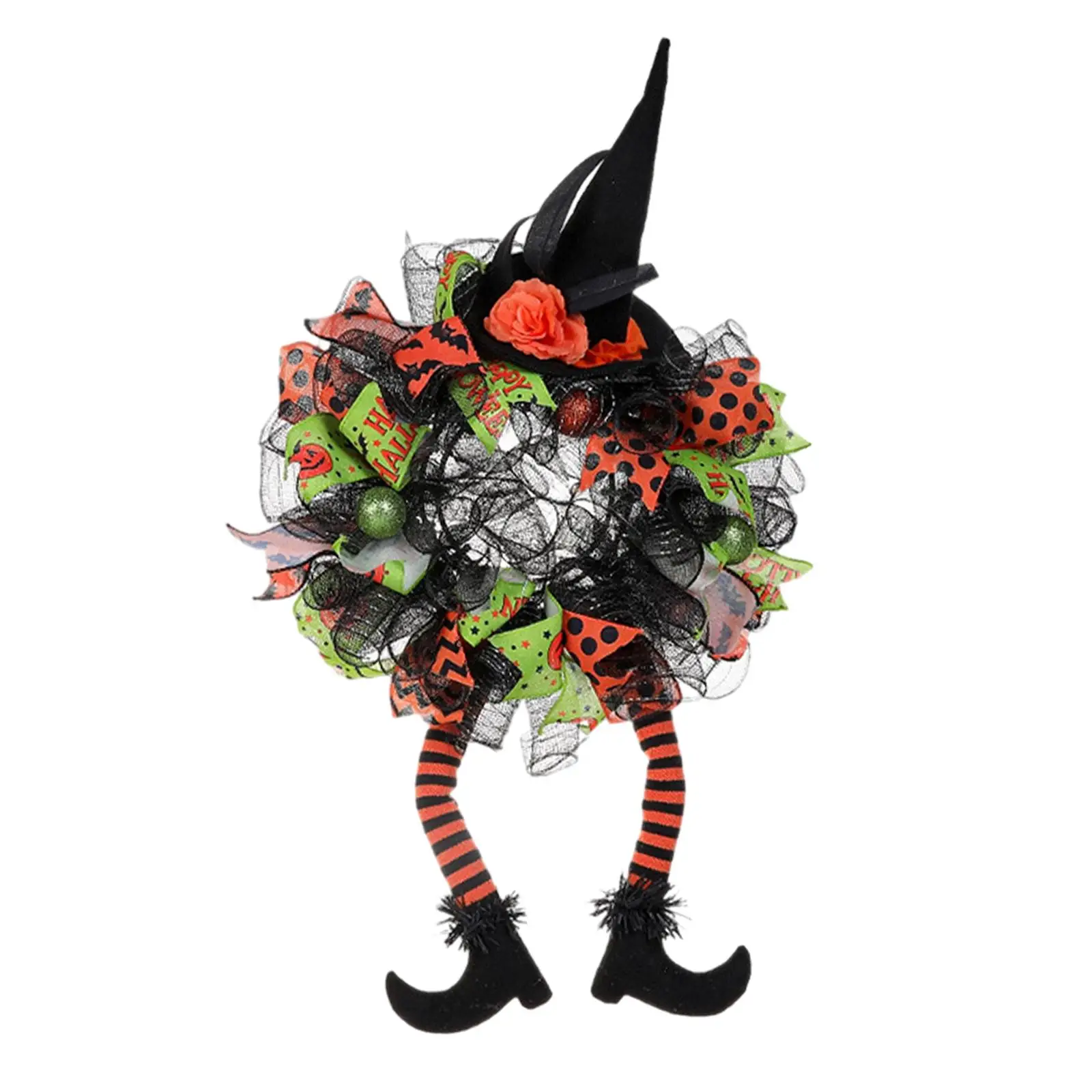 Garland Handmade 29.53x15.75 inch with Witch Hat and Legs Door Wreath Artificial Wreath for Window Festival Door Party Halloween