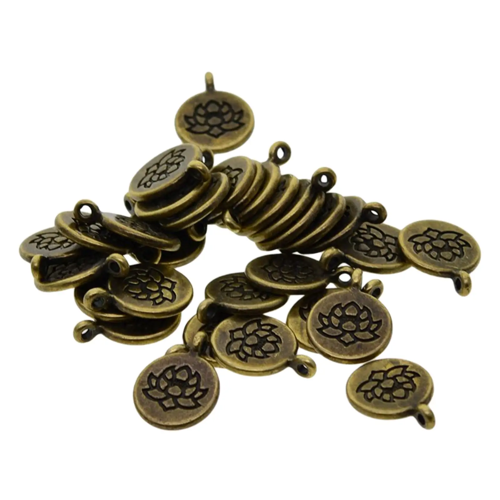 30Pcs Lotus Flower Pendant Yoga Pendant Craft Supplies Handmade Crafting Jewelry Charms DIY for Jewelry Making Bracelet