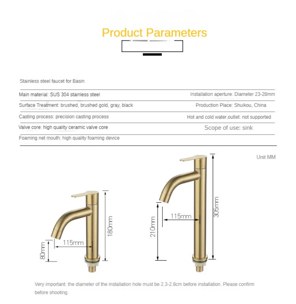 Title 5, Bathroom Brushed Gold Basin Faucet Tap Wash Bas...