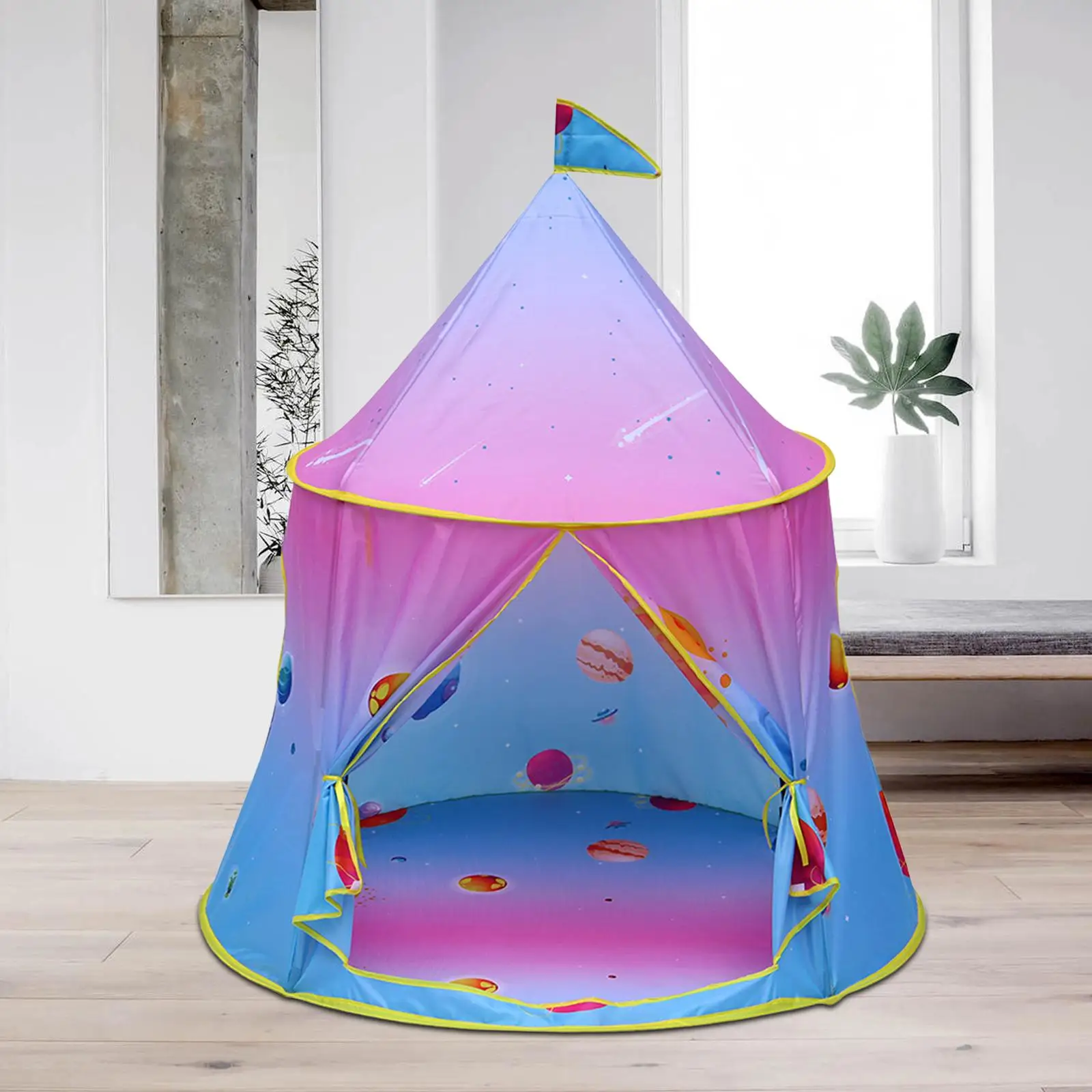 Play Tent Portable Easy Assemble Kids Play House Outer Space Rocket Foldable Pretend Play Tent Castle for Outdoor Boy Girl Gifts