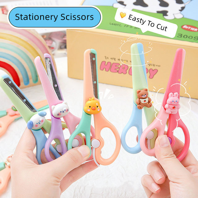 1 Piece Mini Cute Scissors Korean Fashion Creative Stationery Scissors  Small Kawaii Cartoon Bear Scrapbook Scissors Student