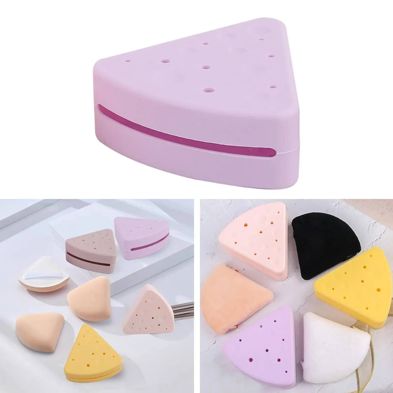 Triangle Makeup Sponge Holder Breathable Compact Cute Reusable Cosmetic Blender Sponge Case Makeup Sponge Storage Box for Travel