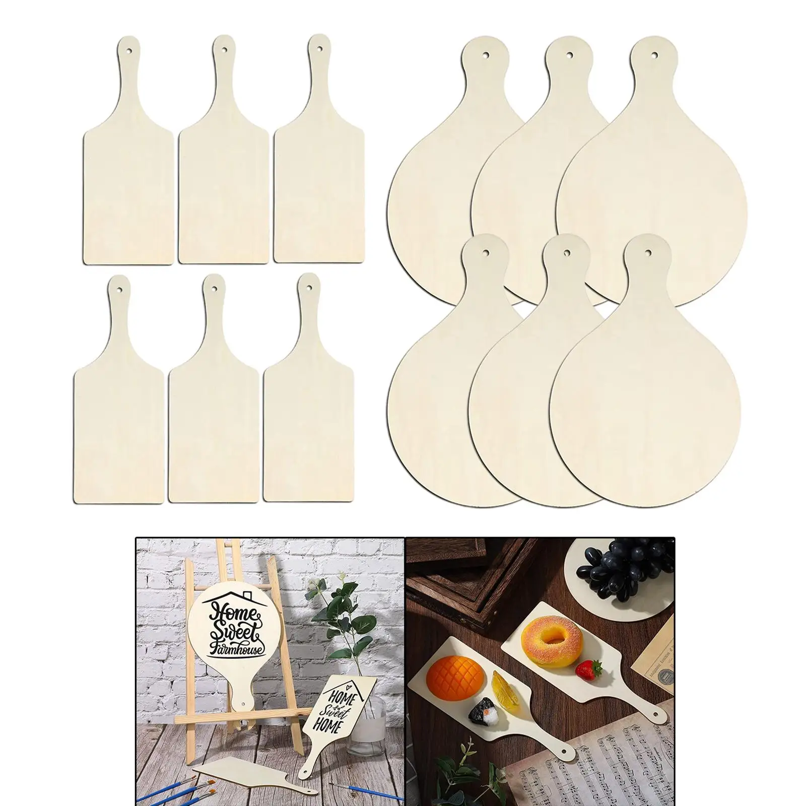 6Pcs Serving Tray Cutting Board Bread Meat Wooden Chopping Board for Kitchen