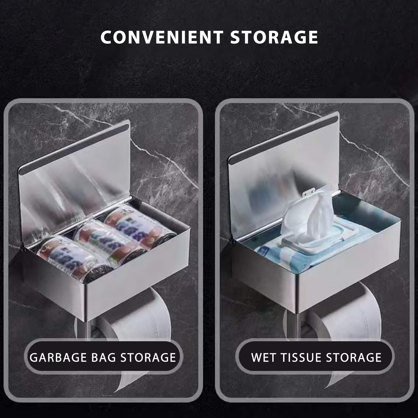 Toilettenpapierhalter zur Wandmontage, wasserdicht, Taschentuchbox aus Edelstahl 304, Spender für Feuchttücher, Taschentuch-Organizer, Serviettenhalter – Detail 6