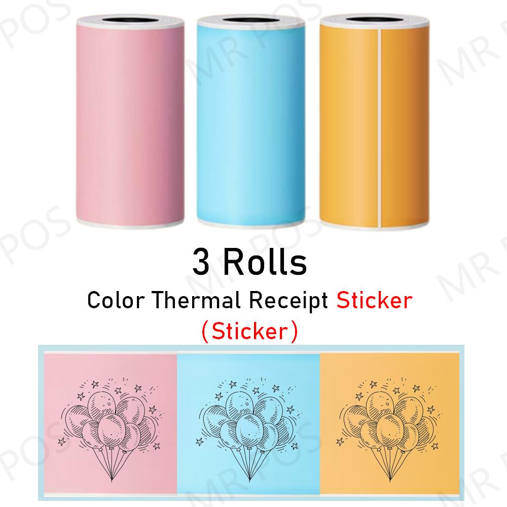 papel colorido para mini impressora, peripage, paperang, 3 rolos