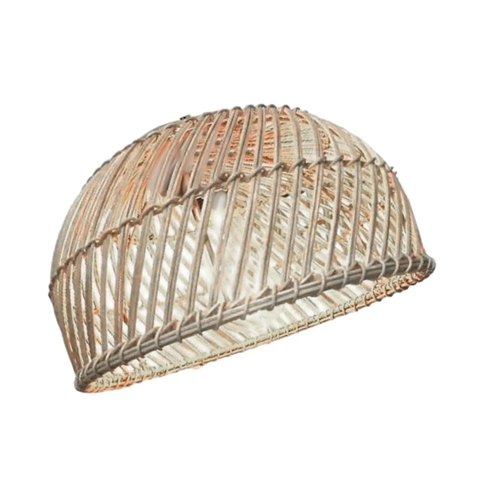 Retro Rattan Woven Lampshade Handmade Ceiling Pendant Light Shade Rustic Chandelier Cover for Bedroom Cafe Restaurant Teahouse